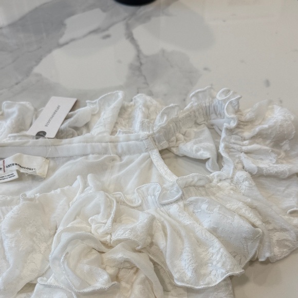 NWT Anthropologie White Ruffled Lace Crop Top - size M - Picture 6 of 8